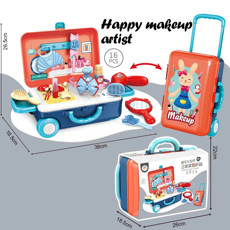 Children's Play House Kitchen Toys Simulation Girls Beauty Portable Tools Kitchen Utensils Tableware Trolley Case Medical Kit