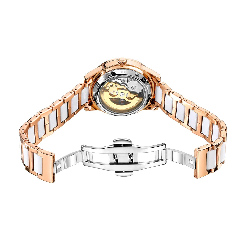 2025 New Designer Mechanical Watches Women Luxury Top Brand Ceramic Stainless Steel Diamond Music Ladies Automatic Wristwatches