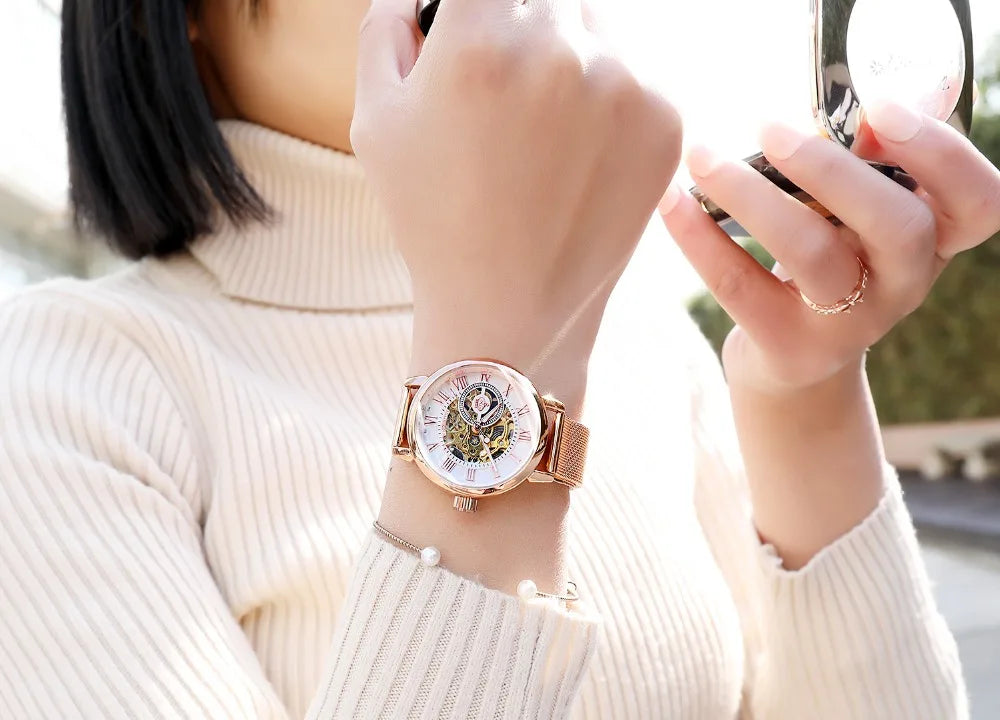 2025 New Designer Mechanical Watches Women Luxury Top Brand Ceramic Stainless Steel Diamond Music Ladies Automatic Wristwatches
