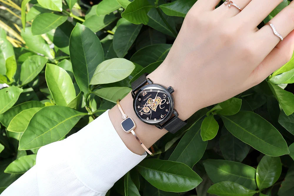 2025 New Designer Mechanical Watches Women Luxury Top Brand Ceramic Stainless Steel Diamond Music Ladies Automatic Wristwatches
