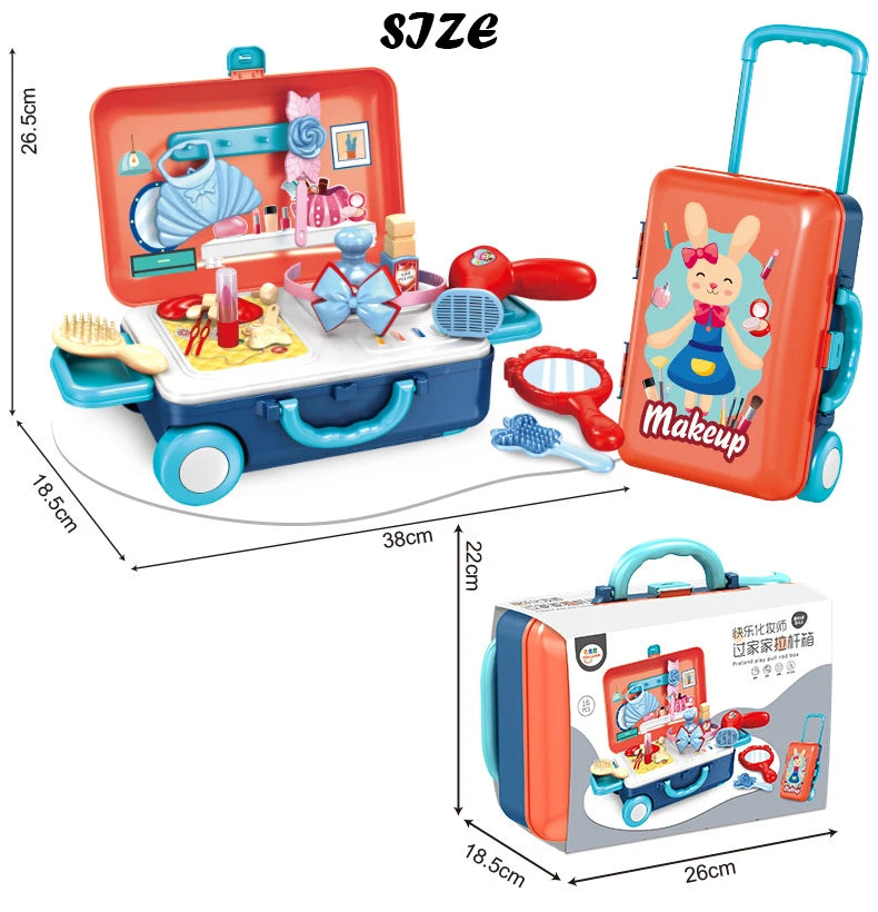 Children's Play House Kitchen Toys Simulation Girls Beauty Portable Tools Kitchen Utensils Tableware Trolley Case Medical Kit