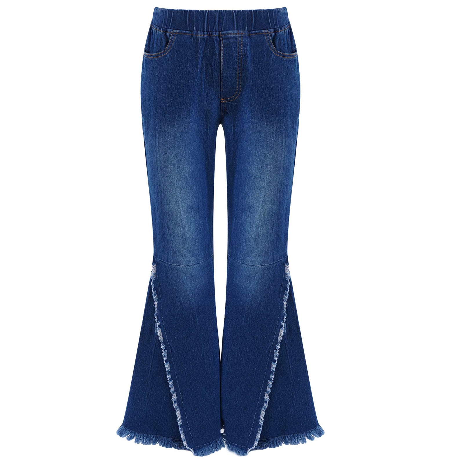 Kids Baby Girls Flare Pants Tassel Hem Denim Bell Bottom Children Toddler Kids Elastic Waist Blue Cute Jeans Trousers Clothes