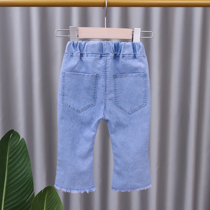 Girls Jeans 2023 New Summer Clothes Korean Loose Children's Denim Trousers Little Kids Casual Pants 1 2 3 4 5 Years