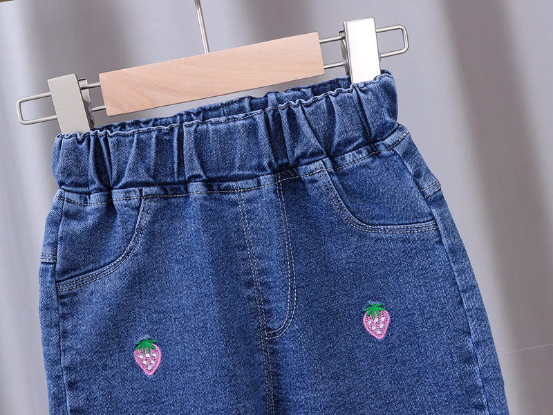 Girls Jeans 2023 New Summer Clothes Korean Loose Children's Denim Trousers Little Kids Casual Pants 1 2 3 4 5 Years