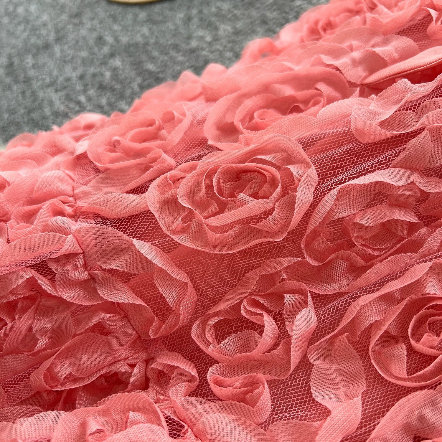 Luxury 3D Flower Formal Evening Dress Women Summer Single Breasted Loose Oversize Belt Lace Up Long Dresses Female Party Vestido