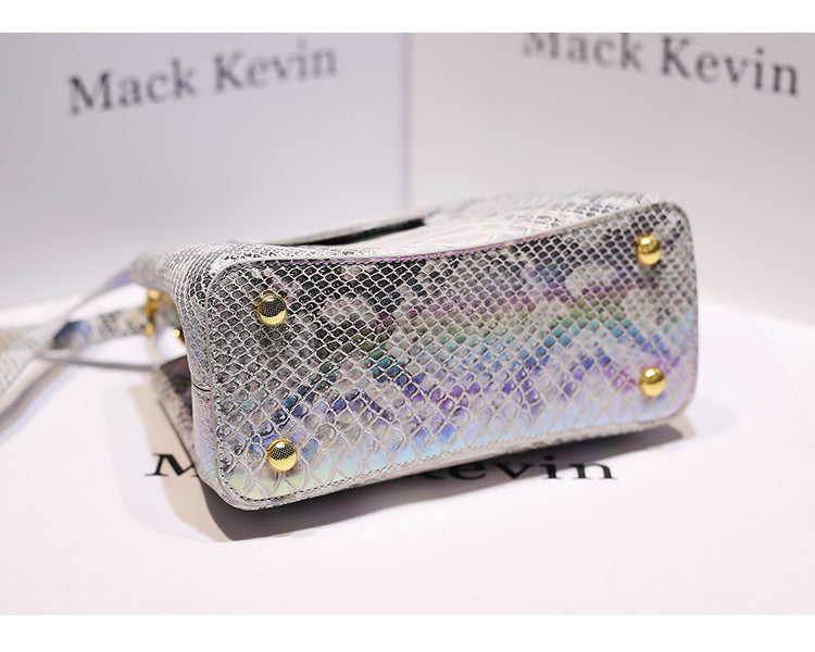 MackKevin Genuine Leather Gradient Crocodile Pattern Handbag for Women