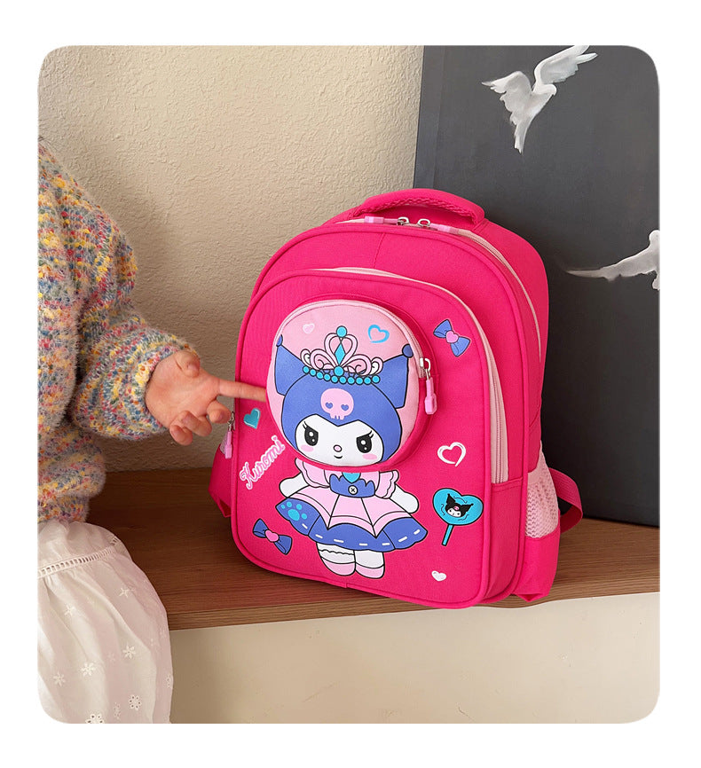 2024 New Sanrio Kuromi Cute Student School Bag Cartoon 3d Stereo Kindergarten Backpack Children's Travel Bag Gift