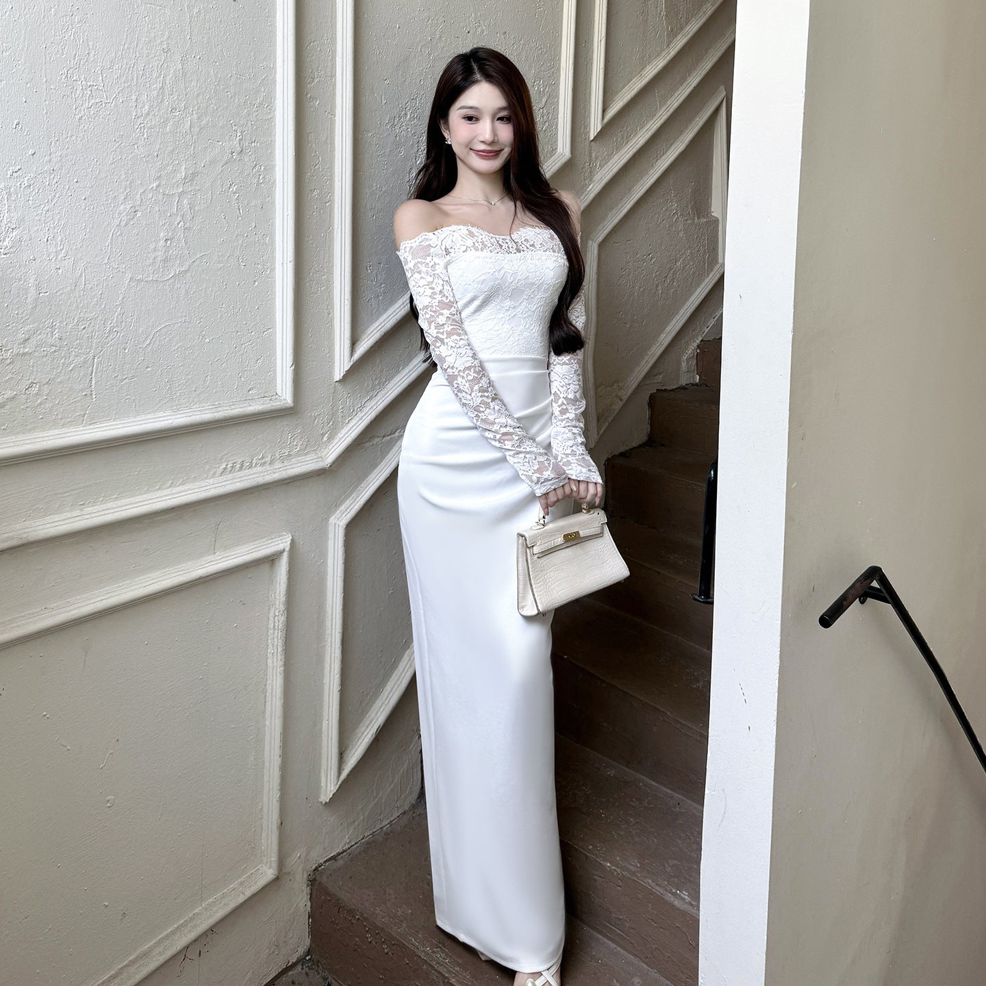 Ilya Off-Shoulder Lace-Trimmed Bodycon Dress