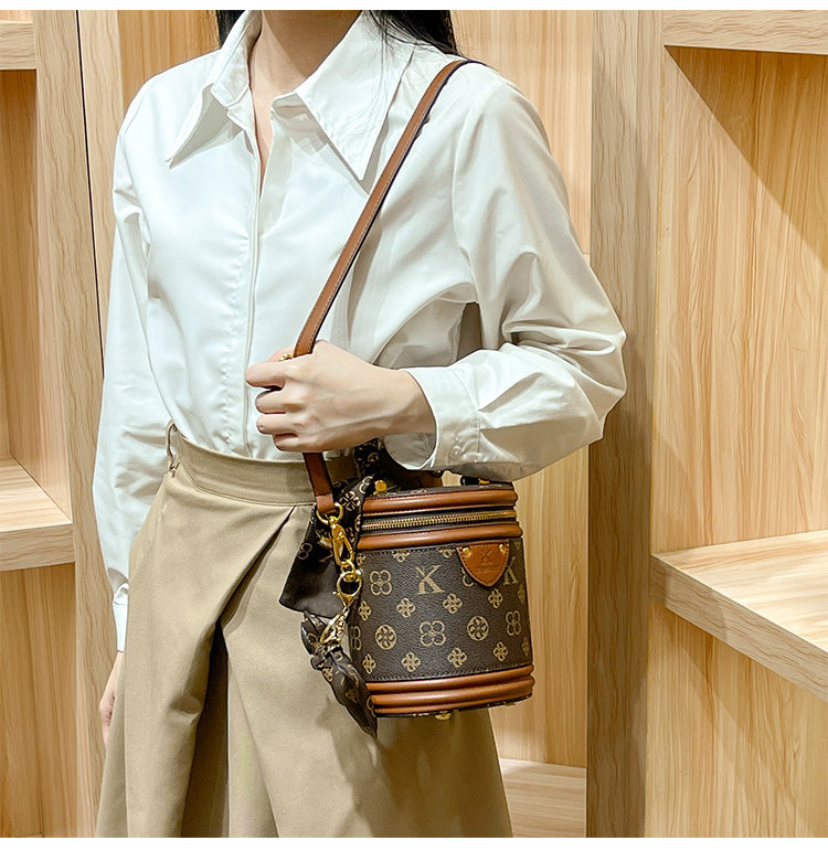 Hong Kong genuine leather bucket bag for women