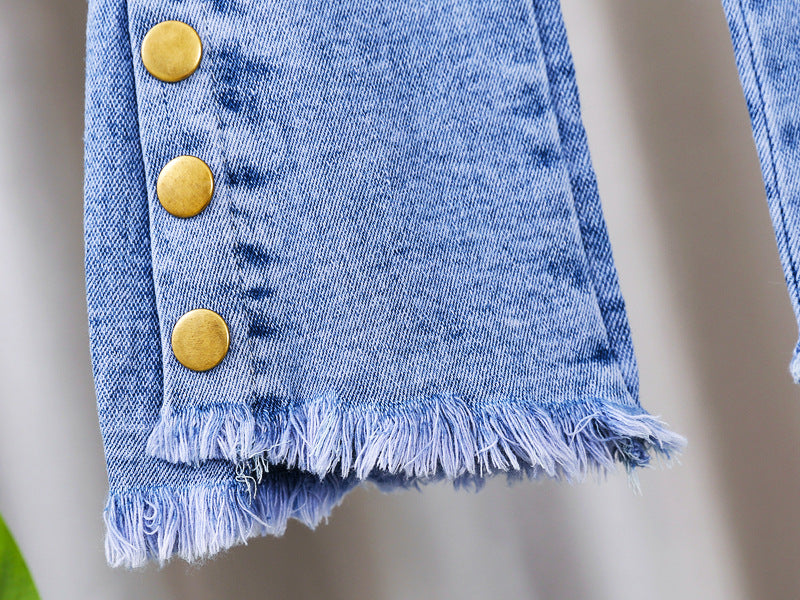 Girls Jeans 2023 New Summer Clothes Korean Loose Children's Denim Trousers Little Kids Casual Pants 1 2 3 4 5 Years