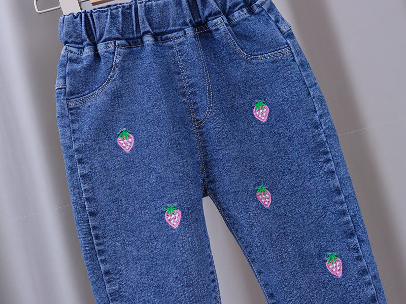 Girls Jeans 2023 New Summer Clothes Korean Loose Children's Denim Trousers Little Kids Casual Pants 1 2 3 4 5 Years