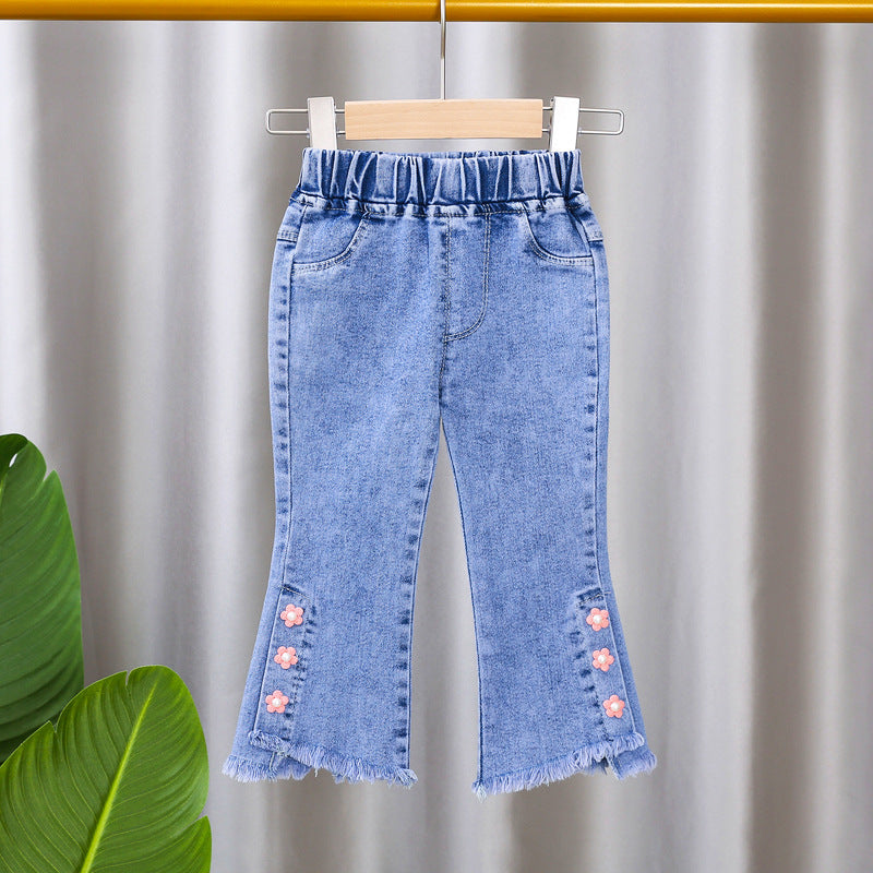 Girls Jeans 2023 New Summer Clothes Korean Loose Children's Denim Trousers Little Kids Casual Pants 1 2 3 4 5 Years