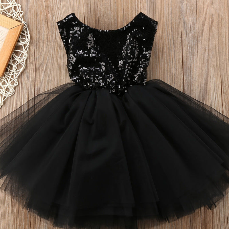 2026 New Cross-Border European and American Style Sleeveless Sequin Princess Mesh Dress for Toddlers