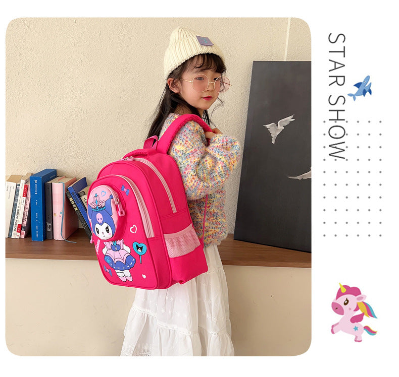 2024 New Sanrio Kuromi Cute Student School Bag Cartoon 3d Stereo Kindergarten Backpack Children's Travel Bag Gift