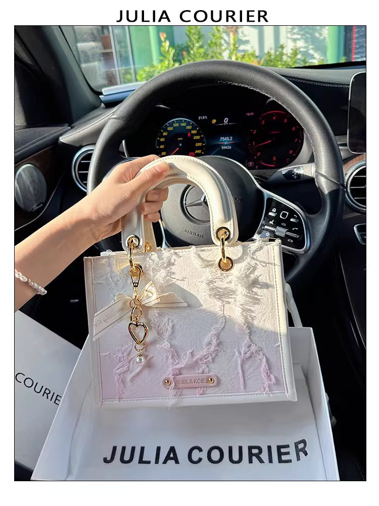 JULIA COURIER Women's Tassel Gradient Pink Tote Bag