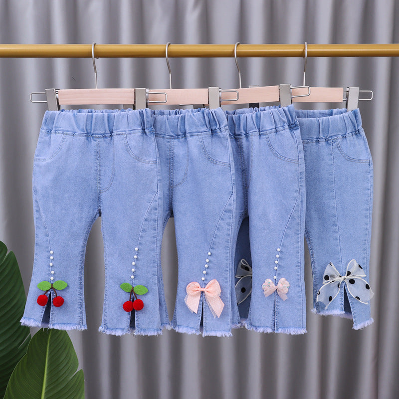 Girls Jeans 2023 New Summer Clothes Korean Loose Children's Denim Trousers Little Kids Casual Pants 1 2 3 4 5 Years