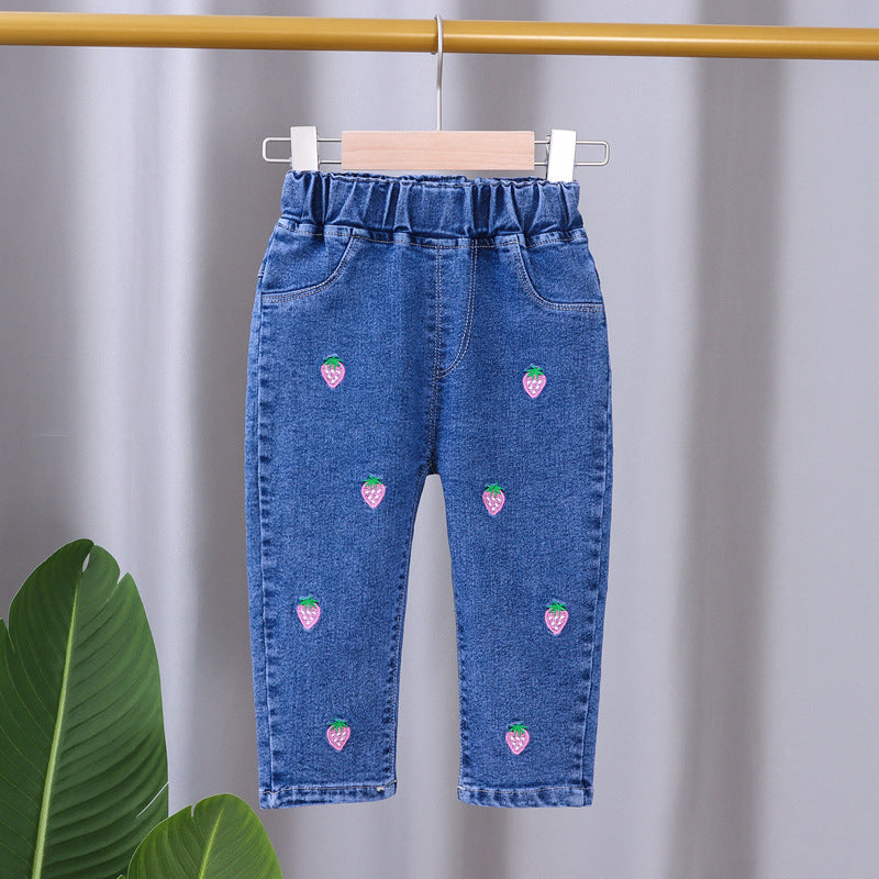 Girls Jeans 2023 New Summer Clothes Korean Loose Children's Denim Trousers Little Kids Casual Pants 1 2 3 4 5 Years