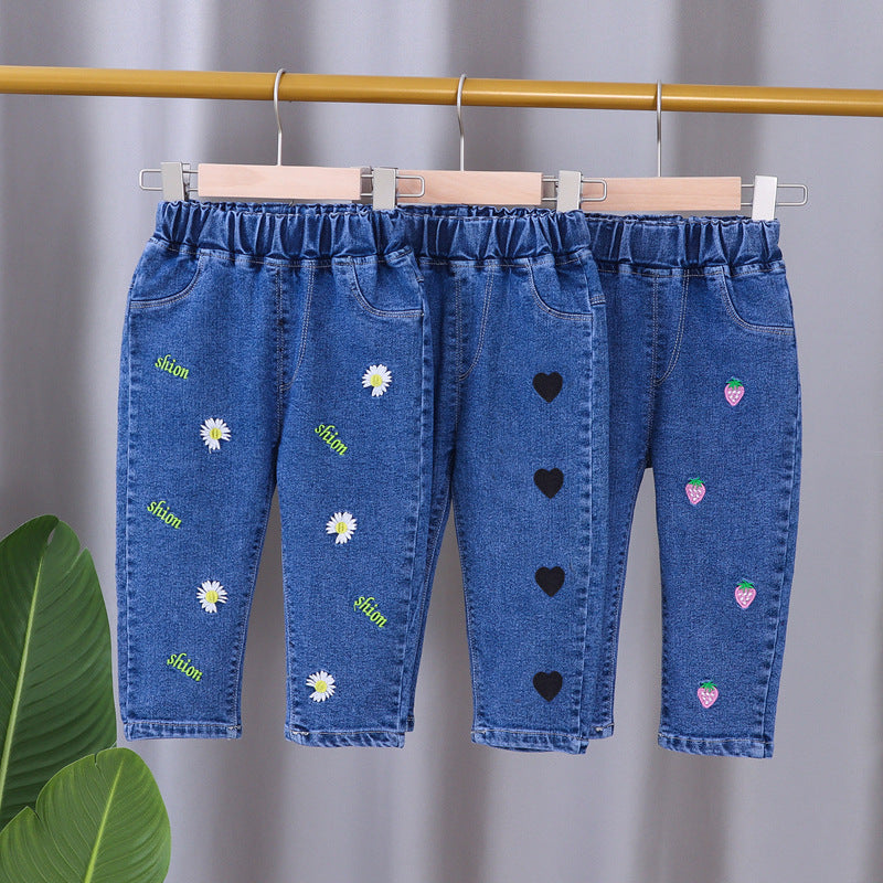 Girls Jeans 2023 New Summer Clothes Korean Loose Children's Denim Trousers Little Kids Casual Pants 1 2 3 4 5 Years