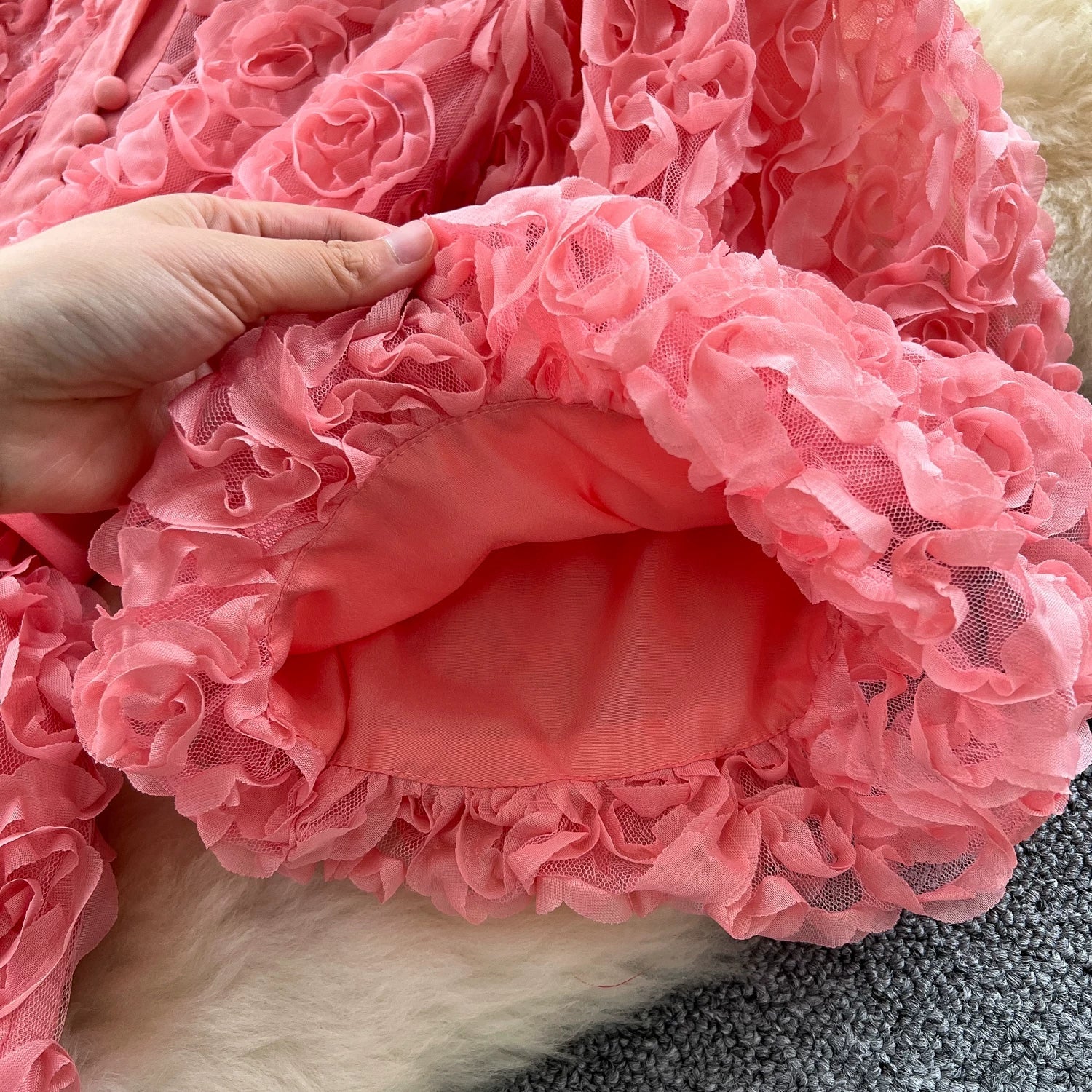 Luxury 3D Flower Formal Evening Dress Women Summer Single Breasted Loose Oversize Belt Lace Up Long Dresses Female Party Vestido