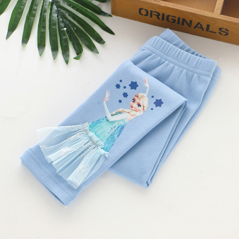 Pure cotton, stylish pants for children of all ages, Elsa princess baby girl long pants