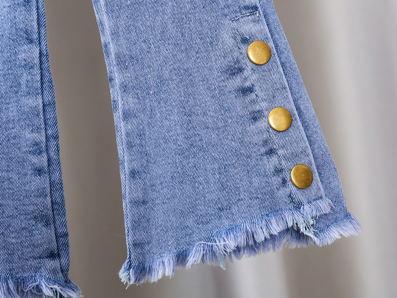 Girls Jeans 2023 New Summer Clothes Korean Loose Children's Denim Trousers Little Kids Casual Pants 1 2 3 4 5 Years