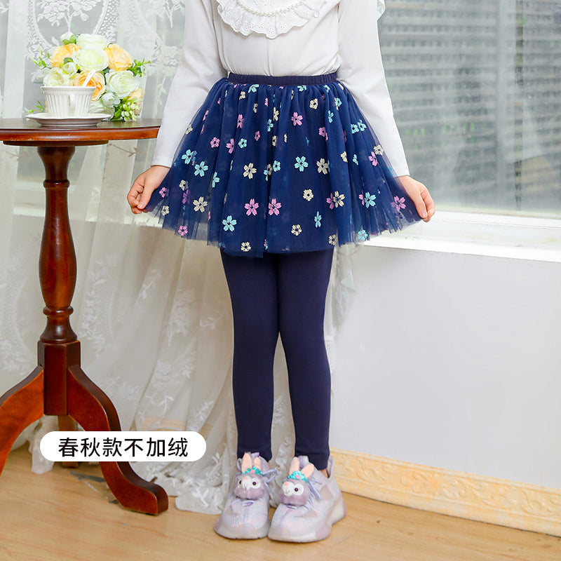 Girls' two-piece faux skirt-pants