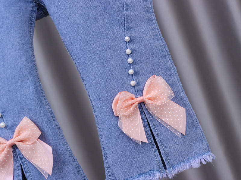 Girls Jeans 2023 New Summer Clothes Korean Loose Children's Denim Trousers Little Kids Casual Pants 1 2 3 4 5 Years