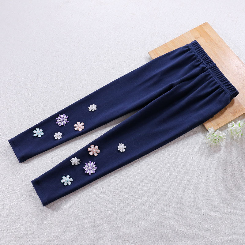 Girls' Leggings, Thin White Cotton, Stylish, Suitable for Summer, Spring and Autumn