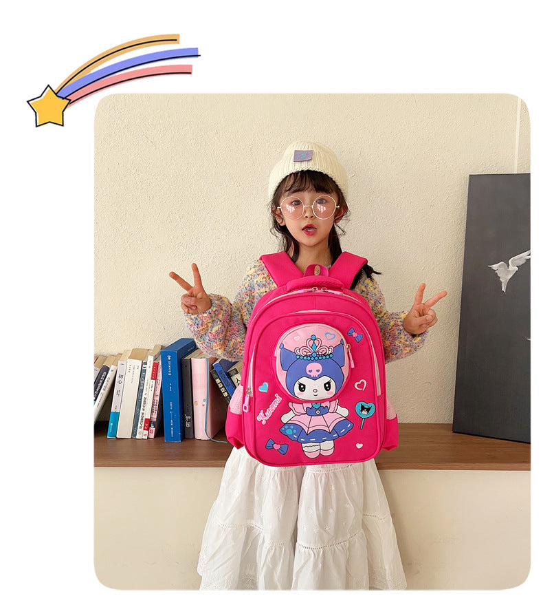 2024 New Sanrio Kuromi Cute Student School Bag Cartoon 3d Stereo Kindergarten Backpack Children's Travel Bag Gift