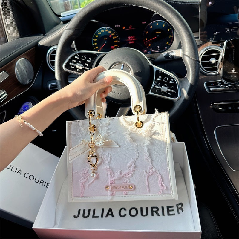 JULIA COURIER Women's Tassel Gradient Pink Tote Bag