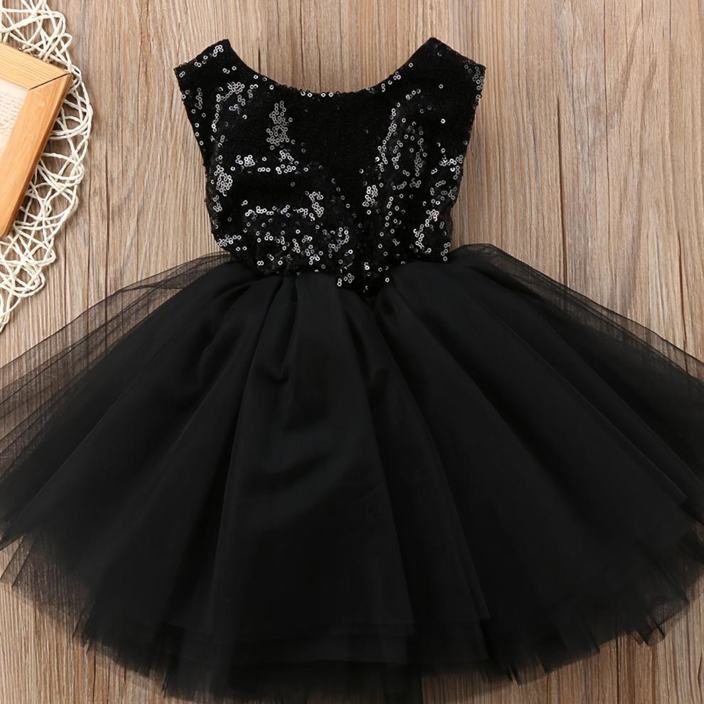 2026 New Cross-Border European and American Style Sleeveless Sequin Princess Mesh Dress for Toddlers