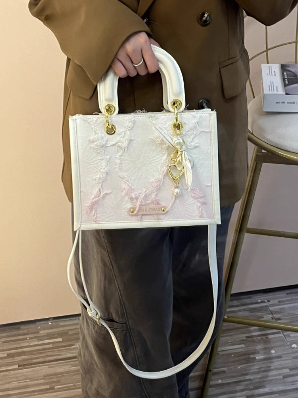 JULIA COURIER Women's Tassel Gradient Pink Tote Bag