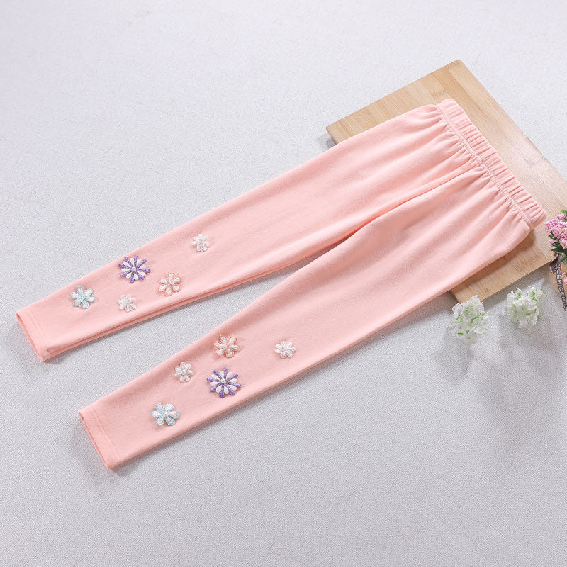 Girls' Leggings, Thin White Cotton, Stylish, Suitable for Summer, Spring and Autumn