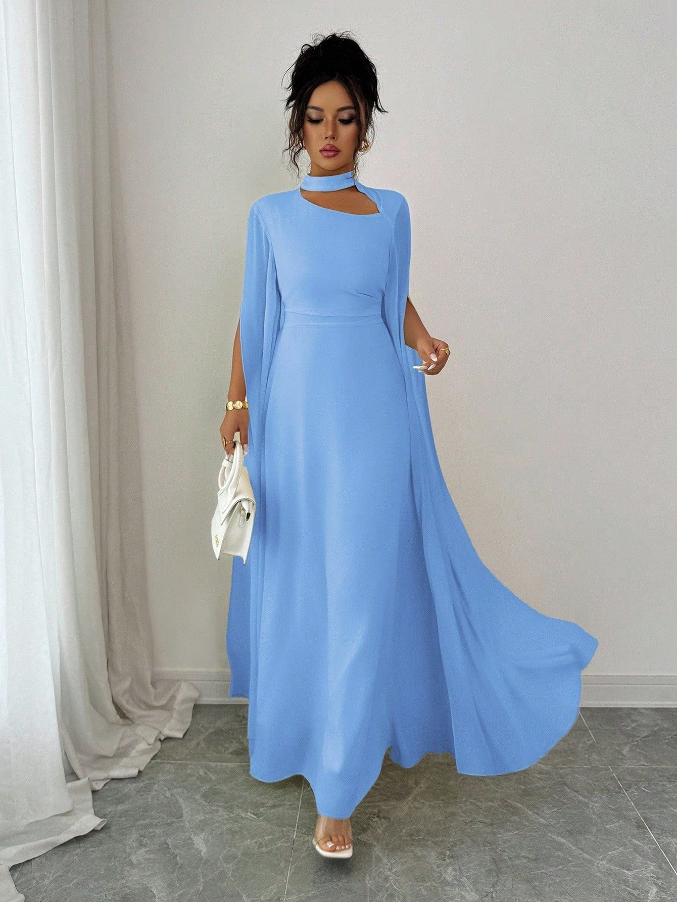 Lace-up Cape Back Chain Slim Fit Jumpsuit Women's Party Dress