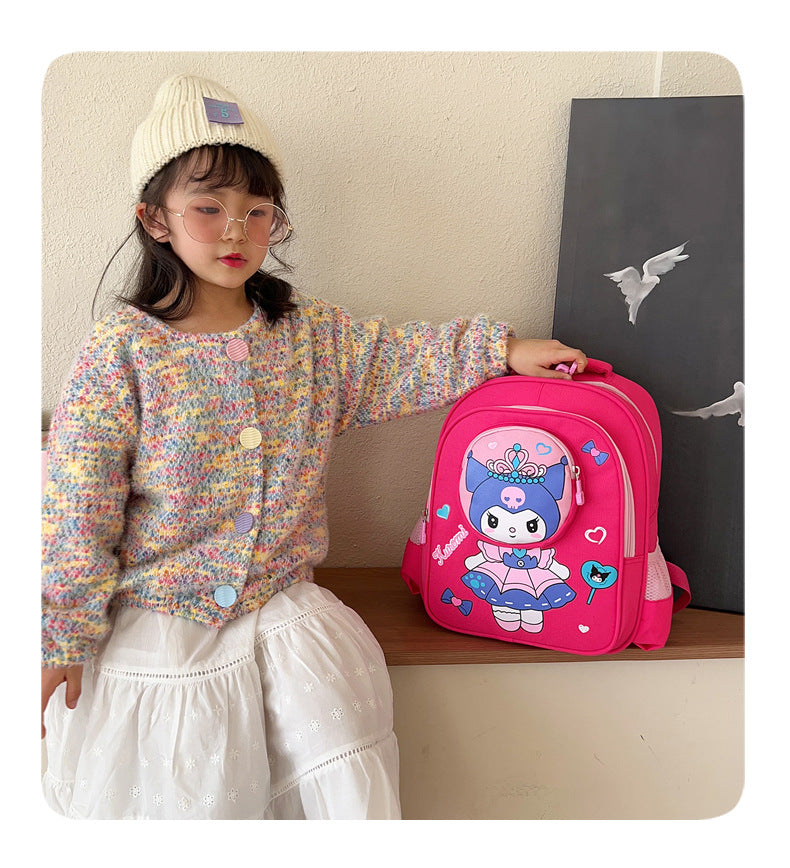 2024 New Sanrio Kuromi Cute Student School Bag Cartoon 3d Stereo Kindergarten Backpack Children's Travel Bag Gift