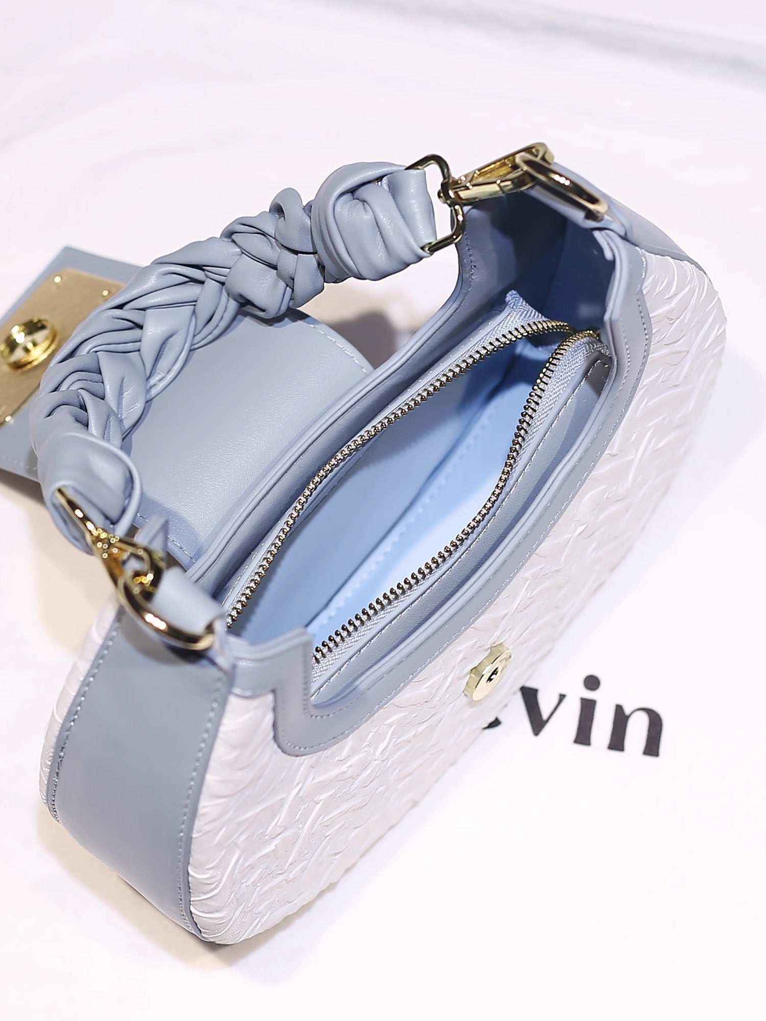 MackKevin Genuine Leather Pleated Crescent Bag for Women