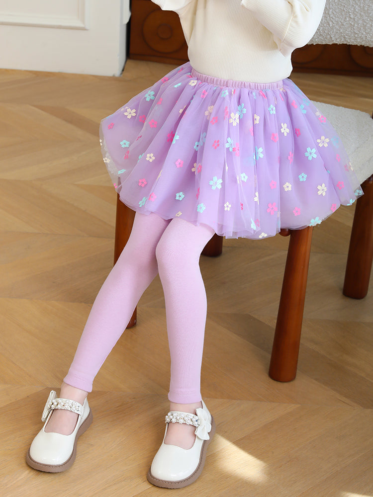 Girls' two-piece faux skirt-pants