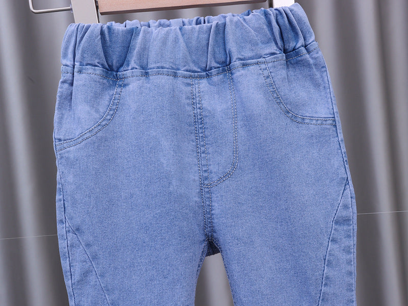 Girls Jeans 2023 New Summer Clothes Korean Loose Children's Denim Trousers Little Kids Casual Pants 1 2 3 4 5 Years