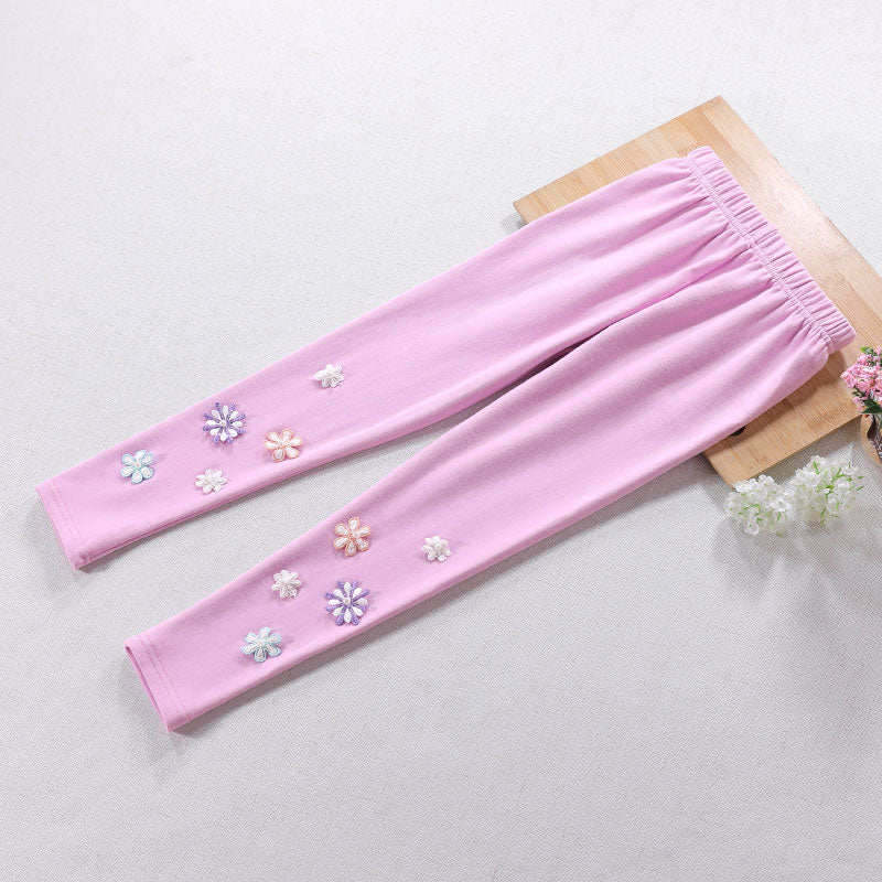 Girls' Leggings, Thin White Cotton, Stylish, Suitable for Summer, Spring and Autumn