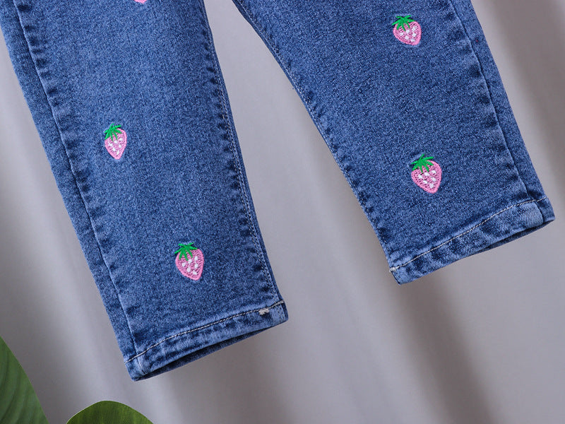 Girls Jeans 2023 New Summer Clothes Korean Loose Children's Denim Trousers Little Kids Casual Pants 1 2 3 4 5 Years