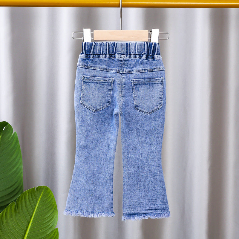 Girls Jeans 2023 New Summer Clothes Korean Loose Children's Denim Trousers Little Kids Casual Pants 1 2 3 4 5 Years