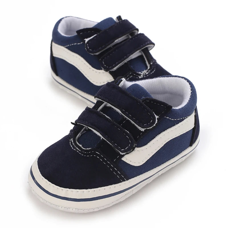 Fashion Spring and Autumn 0-1 Year Old Baby Shoes Boys and Girls Checkered Print Canvas soft sole newborn's first step in learni