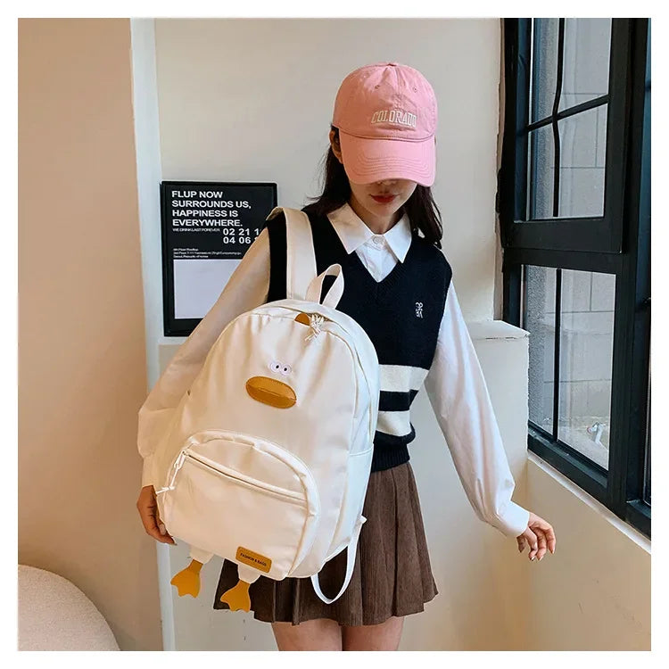 New Cartoon Duck Backpack Designer Cute Travel Bag Female College Student Versatile Korean Edition Girls' School Bag рюкзак