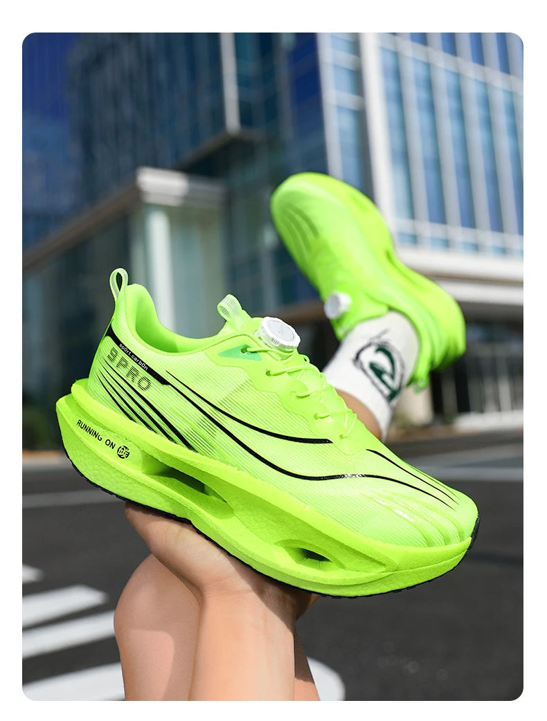 Men Running Shoes Carbon Plate Speciality Marathon Sports Breathable Lightweight Women's Comfortable Nonskid Leisure Sneakers