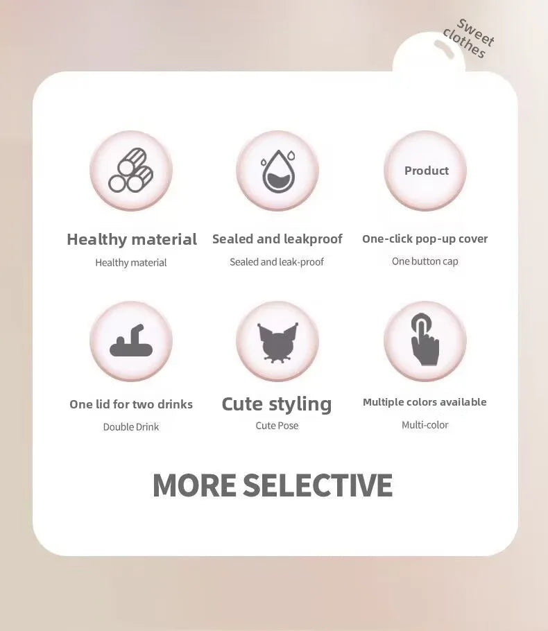New style Kawaii cartoon character Kuromi high appearance cute large capacity plastic high temperature resistant children's cup