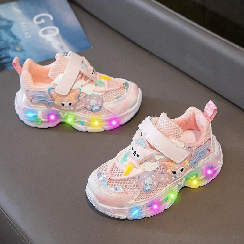 Sanrio Melody  Kids Running Shoes Spring Summer Swivel Button Casual Shoes hello kitty Girl Mesh Breathable Sneakers