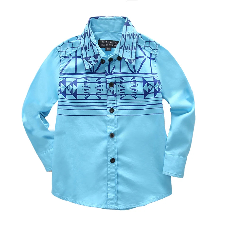 Boys Clothing Birthday party Kids shirt school uniform shirts Autumn Long Sleeve embroidery Little Horse pattern Children Tops