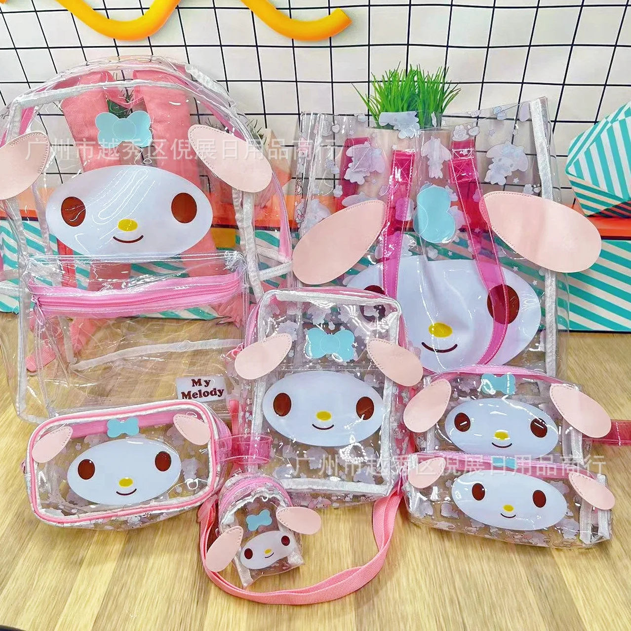 Sanrio Hello Kitty Y2K Waterproof Transparent Backpack Cute Cinnamoroll Cartoon Pvc Large Capacity Storage Bag Student Schoolbag