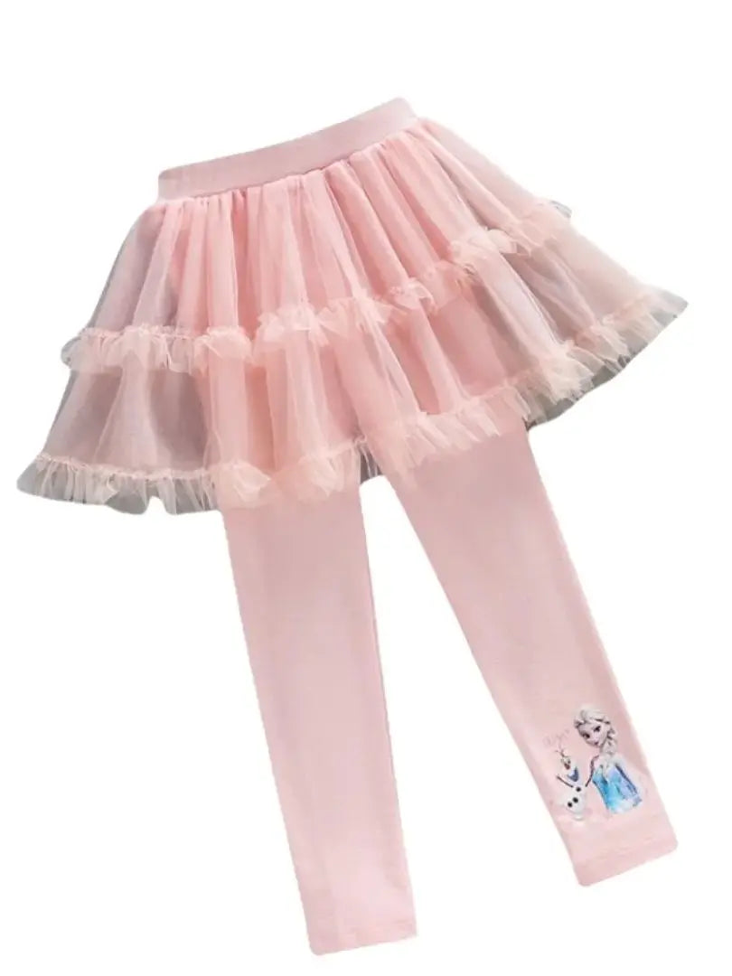 HOT TOYS Frozen Girl Legging Kids Elsa Design Tulle Pants Children White Pink Blue Trousers Baby Girl Clothes Size 90-140