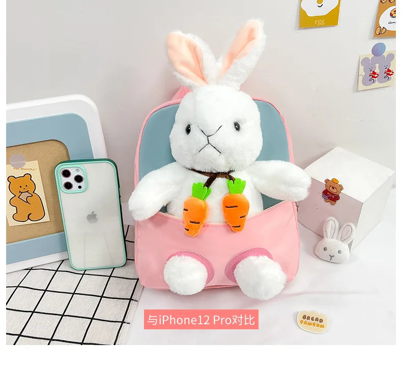 Cartoon Kindergarten Backpack New Children's School Bag Cute Plush Rabbit Doll Backpack
